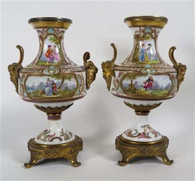 Paar Vasen mit Bronze doré-Montierung, wohl Frankreich, Ende 19. Jahrhundert - Klenoty, umění a starožitnosti