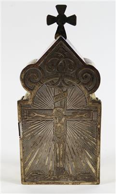 Silberdose in Form eines Altaraufsatzes, 1. Viertel 20. Jahrhundert - Schmuck, Kunst & Antiquitäten