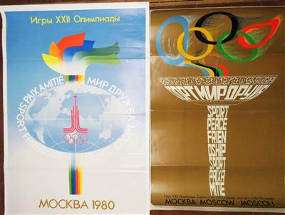 Zwei Original-Plakate der XXII. Olympischen Spiele 1980 Moskau - Schmuck, Kunst & Antiquitäten