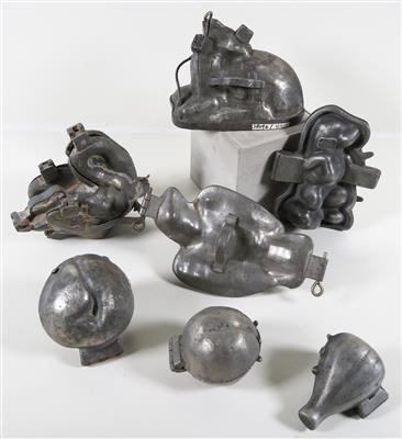 Sammlung von sieben Zinn-Marzipan-Figuren, 19./20. Jahrhundert - Jewellery, antiques and art