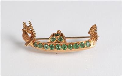 Smaragdbrosche - Jewellery, antiques and art
