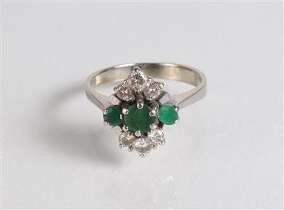 Brillant Smaragddamenring - Jewellery, antiques and art
