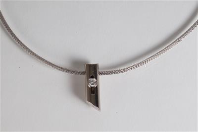 Solitäranhänger ca. 0,45 ct an Fassonhalskette - Jewellery, Works of Art and art