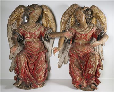 Paar kniende Engel, Österreichisch, 1. Hälfte 17. Jahrhundert - Klenoty, umění a starožitnosti