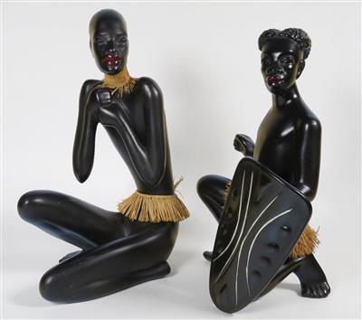 Zwei Afrikaner, Gmundner Keramik, 1954-69 - Klenoty, umění a starožitnosti