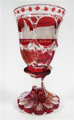 Pokal mit Münchner Veduten, Böhmen, 3. Viertel 19. Jahrhundert - Gioielli, arte e antiquariato