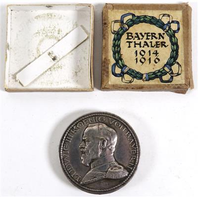 Bayernthaler 1914/16, Ludwig III., sogenannte Steck-Medaille von Richard Klein (1890-1963) - Schmuck, Kunst & Antiquitäten