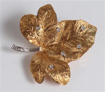 Diamantbrosche "Blatt" - Jewellery, Works of Art and art
