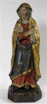 Heilige, wohl Trauernde Maria aus einer Kreuzigungsgruppe, Alpenländisch, 18. Jahrhundert - Schmuck, Kunst & Antiquitäten