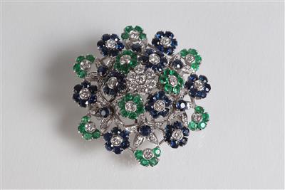 ÛH/VSI-SIÛ Brillant Blumenbrosche zus. ca. 1 ct - Schmuck, Kunst & Antiquitäten