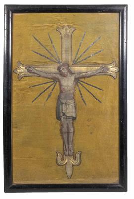 Christus am Kreuz auf Strahlenkranz, Italienisch oder Französisch, 19. Jahrhundert - Gioielli, arte e antiquariato
