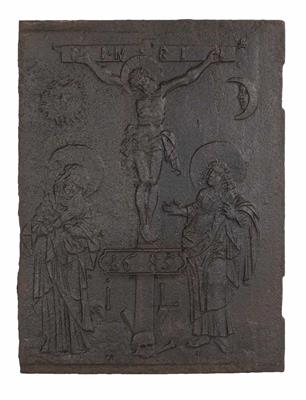 Ofenplatte Kreuzigungsgruppe 1680 - Gioielli, arte e antiquariato
