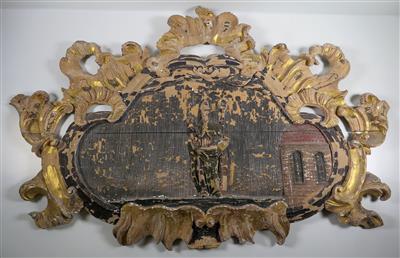 Hl. Bischof - Reliefkartusche im Barockstil, 19. Jahrhundert - Klenoty, umění a starožitnosti
