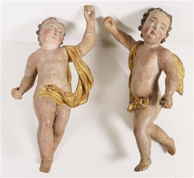 Paar fliegende Engel, 19. Jahrhundert - Schmuck, Kunst & Antiquitäten