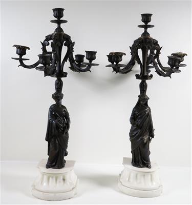 Paar Kandelaber mit allegorischen Figuren, 2. Hälfte 19. Jahrhundert - Schmuck, Kunst & Antiquitäten