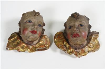 Paar kleine geflügelte Engelsköpfe im Barockstil, um 1800 - Schmuck, Kunst & Antiquitäten