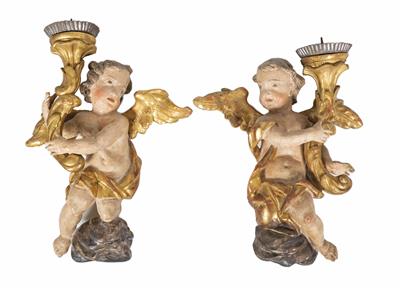 Paar barocke Leuchterengel, wohl Süddeutsch/Österreichisch, 18. Jahrhundert - Schmuck, Kunst & Antiquitäten