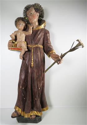 Hl. Antonius von Padua mit dem Jesuskind auf Hl. Buch, Österreichisch, um 1900 - Gioielli, arte e antiquariato