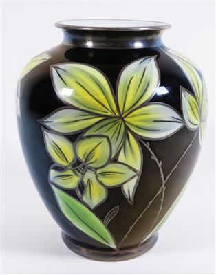 Vase mit Silberauflage, Jaeger  &  Co, Marktredwitz und Deusch  &  Co, Schwäbisch Gmünd, um 1920/30 - Gioielli, arte e antiquariato