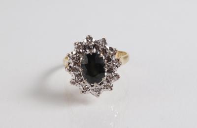 Diamant Saphirring - Schmuck, Kunst & Antiquitäten