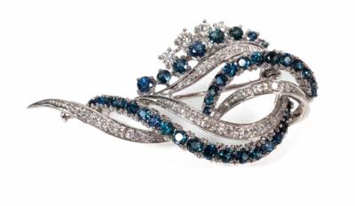Brillant Diamant Saphirbrosche - Klenoty, umění a starožitnosti