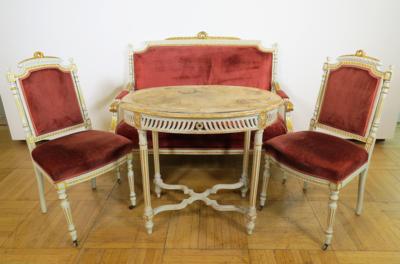 Vierteilige Salonsitzgruppe im Louis-Seize-Stil, 2. Hälfte 19. Jahrhundert - Gioielli, arte e antiquariato