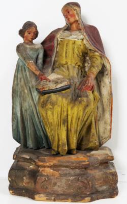 Hl. Anna lehrt der Hl. Maria das Lesen, Alpenländisch, 1. Hälfte 19. Jahrhundert - Schmuck, Kunst & Antiquitäten