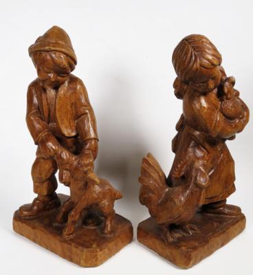 Paar Holzfiguren, Mitte 20. Jahrhundert - Klenoty, umění a starožitnosti
