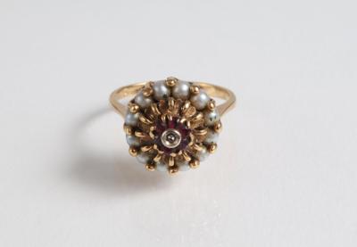 Diamant Rubin Damenring - Klenoty, umění a starožitnosti