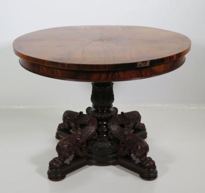 Kleiner runder Tisch in barockisierender Stilform, unter Verwendung verschieden alter Teile, 19./20. Jahrhundert - Schmuck, Kunst & Antiquitäten