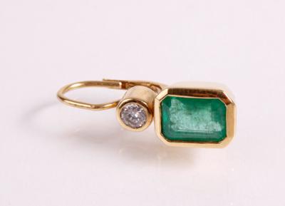 1 Brillant Smaragd Ohrring - Antiques, art and jewellery