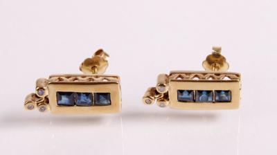 2 Diamant Saphir Ohrstecker - Antiques, art and jewellery