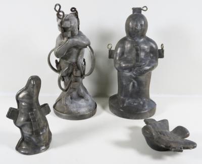 Sammlung von vier Zinn-Marzipan-Figuren, 19./20. Jahrhundert - Antiques, art and jewellery