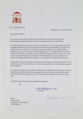 Schreiben von Dr. Alois Kothgasser Erzbischof von Salzburg - Aus dem Nachlass SEPP FORCHER