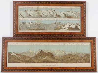 Zwei Druckgrafiken Schweizer Bergpanoramen, um 1910 - Z pozůstalosti SEPP FORCHER