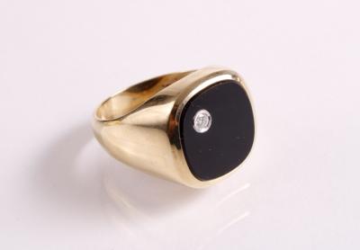 Brillant Onyx Herrenring - Antiques, art and jewellery