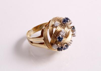 Brillant Saphir Damenring zus. ca. 0,35 ct - Antiques, art and jewellery