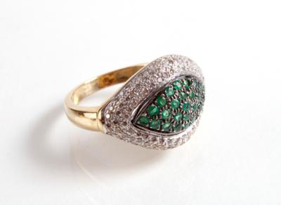 Brillant Smaragd Damenring - Antiques, art and jewellery