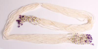 Süßwasserkulturperlen Halskette mit Schmucksteinen kombiniert - Antiques, art and jewellery