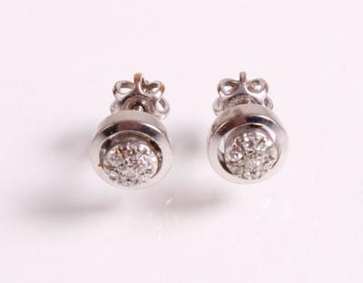 2 Diamant Ohrsteckschrauben zus. ca. 0,15 ct - Antiques, art and jewellery