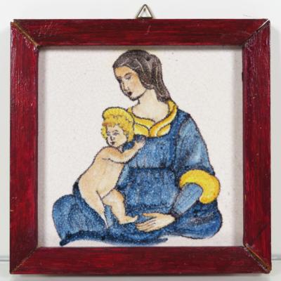 Fliesenbild "Madonna mit Kind", Schleiss, Gmunden - Antiques, art and jewellery