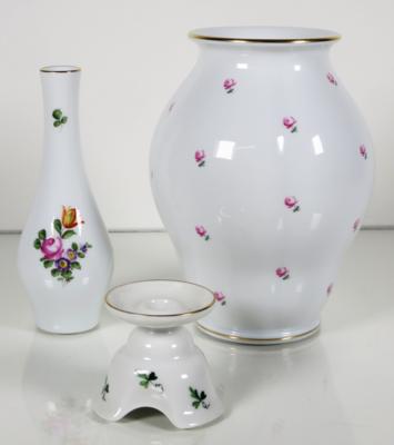 2 Vasen, 1 Kerzenhalter, Augarten, Wien, 2. Hälfte 20. Jahrhundert - Antiques, art and jewellery
