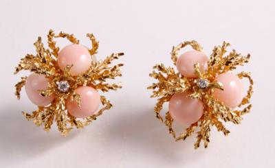 2 Brillant Korallen Ohrclipse - Šperky, umění a starožitnosti