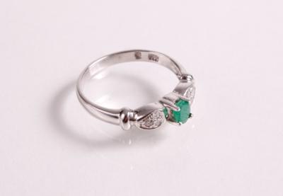 Diamant Smaragd Damenring - Gioielli, arte e antiquariato