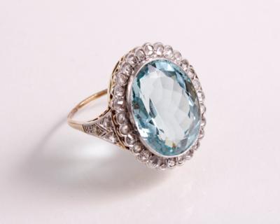 Diamant Aquamarinring - Schmuck, Kunst & Antiquitäten