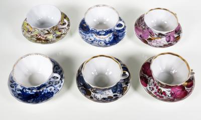 6 Teetassen mit Untertassen, Lomonosov, St. Petersburg - Schmuck, Kunst & Antiquitäten