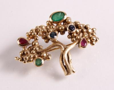 Schmucksteinbrosche "Baum" - Jewellery, antiques and art