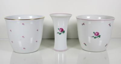 2 Blumenübertöpfe, 1 Vase, Augarten, Wien, 2. Hälfte 20. Jahrhundert - Schmuck, Kunst & Antiquitäten