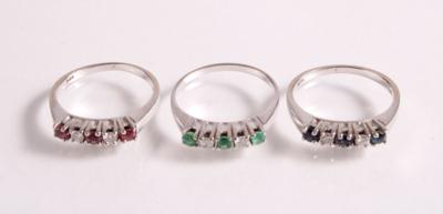 3 Brillant Sammelringe zus. ca. 0,30 ct - Jewellery, antiques and art