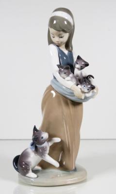 Mädchen mit Katzenmutter und Kätzchen, Lladro - Schmuck, Kunst & Antiquitäten